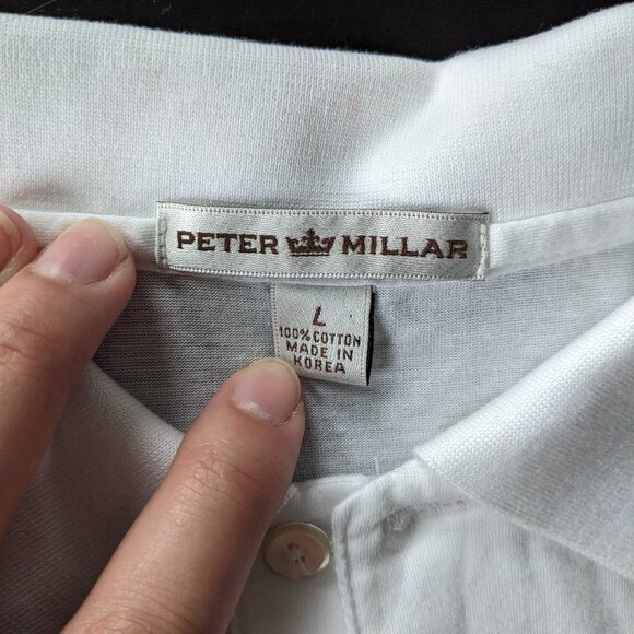 Peter Millar White Polo 100% Cotton Size Large - Picture 2 of 2